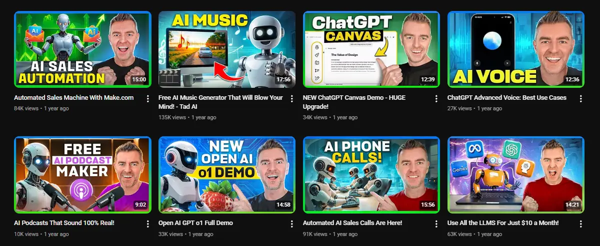Jason West's earlier uploads — views ranging roughly 10K to 135K